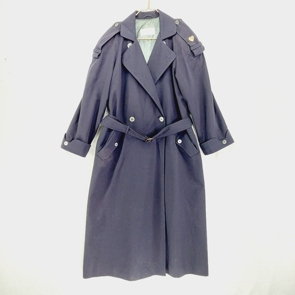 Jones New York Blue Long Sleeve Trench Coat Z14